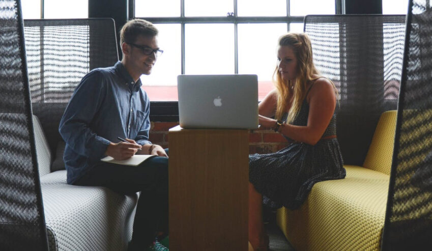 two people having a meeting