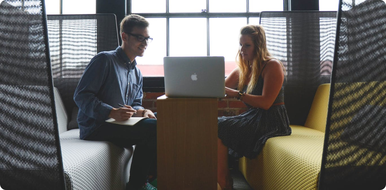 two people having a meeting